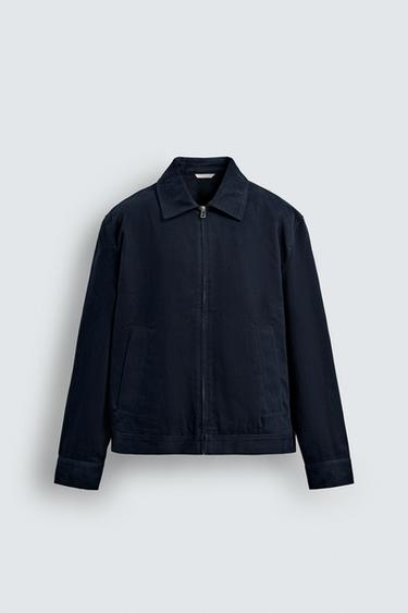 КУРТКА-РУБАШКА ИЗ ТКАНИ С РЕЛЬЕФОМ НА МОЛНИИ — МОРСКОЙ СИНИЙ от Zara