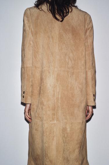 100% SUEDE LEATHER COAT ZW COLLECTION LIMITED EDITION - Beige by Zara - Image 6