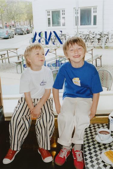 STRIPED BALLOON TROUSERS - Navy / White by Zara - Image 0