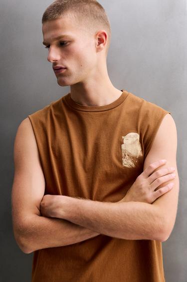 CONTRAST PRINT TANK TOP - Ochre by Zara - Image 4