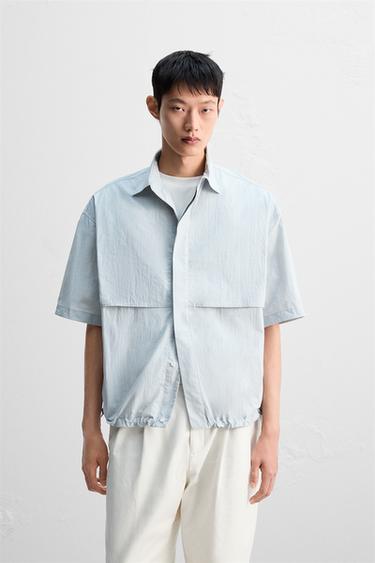 RELAXED FIT TECHNICAL SHIRT - Blue / Grey by Zara