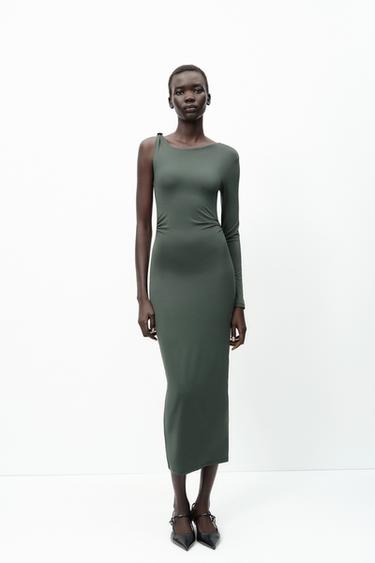 VESTIDO APLIQUE METÁLICO - Verde medio de Zara - Imagen 0
