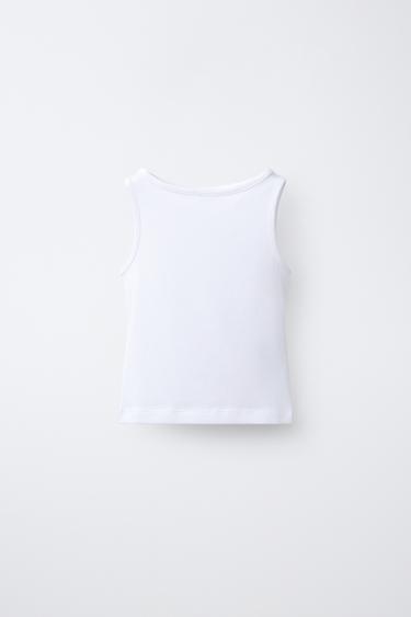 TOP LISO CON MODAL - Blanco de Zara