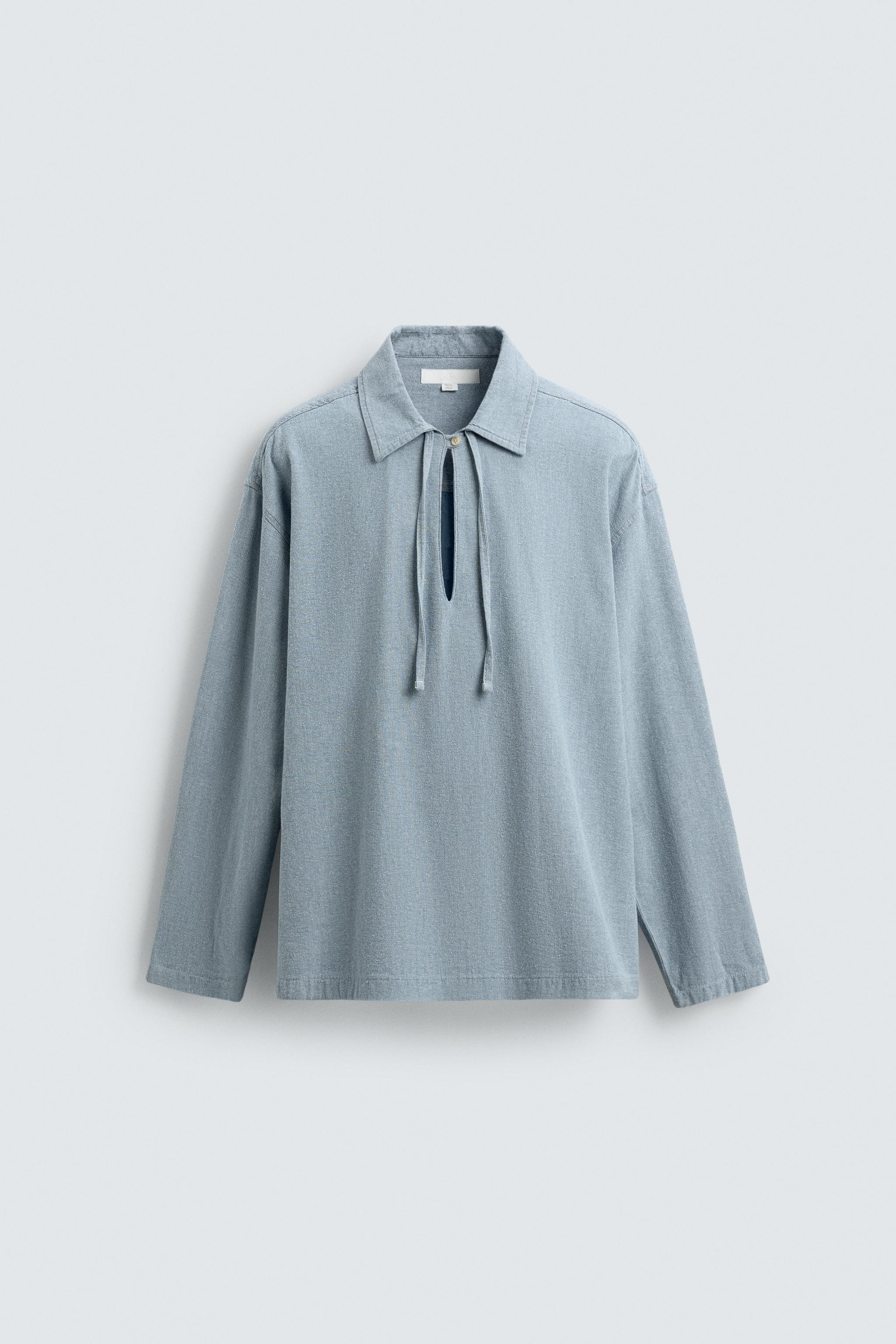 LIGHT DENIM POLO SHIRT — Sky blue