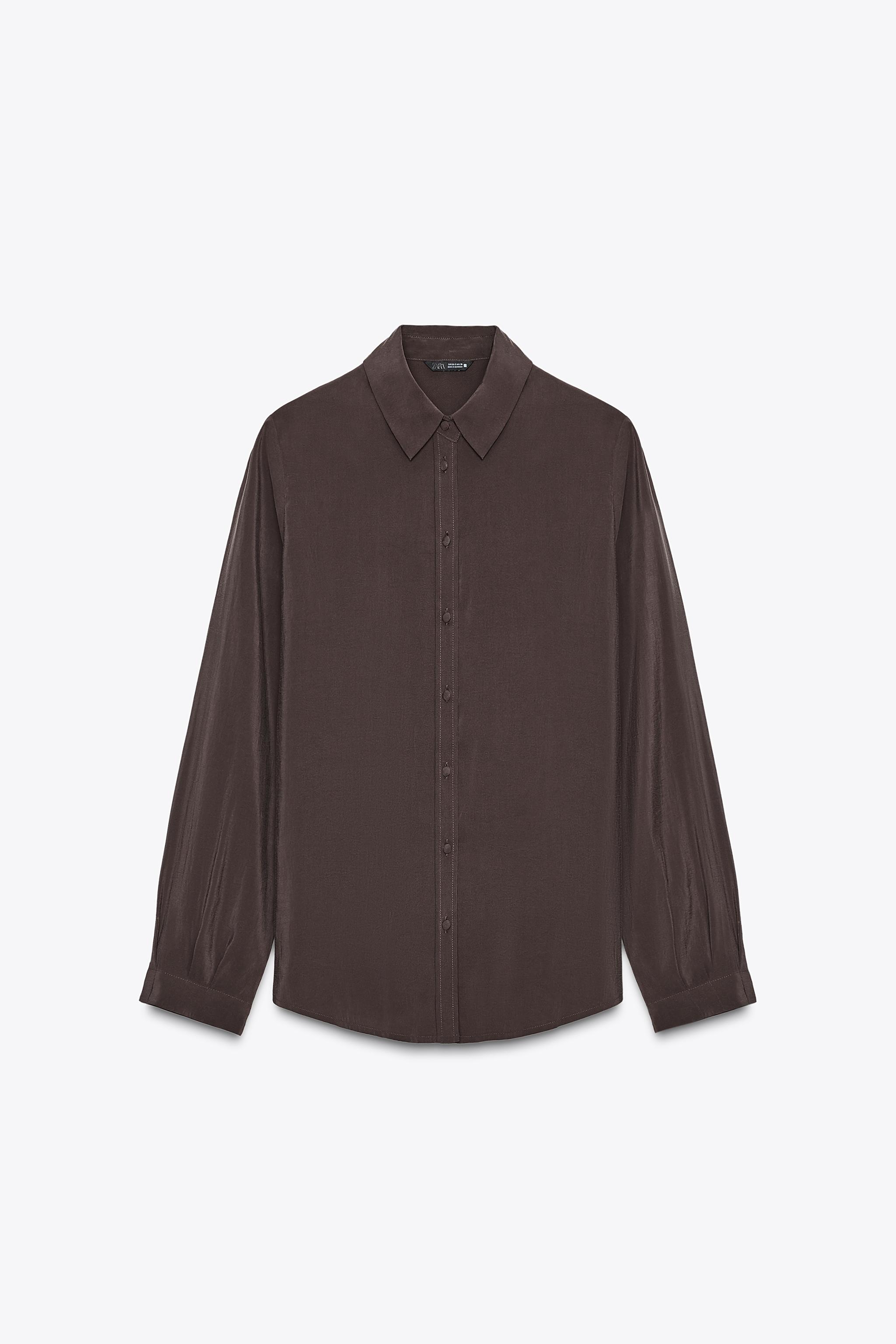 ソフトタッチフルイドシャツ - ブラウン | ZARA Japan / 日本