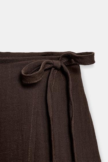 FRINGED PAREO MIDI SKIRT - Brown by Zara - Image 7