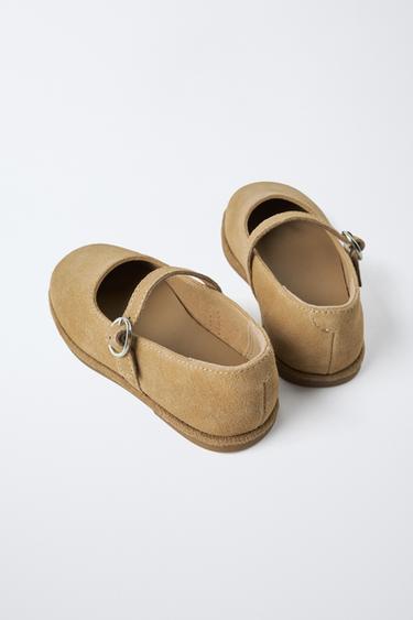 LEATHER BALLET FLATS - Sand Brown by Zara - Image 3