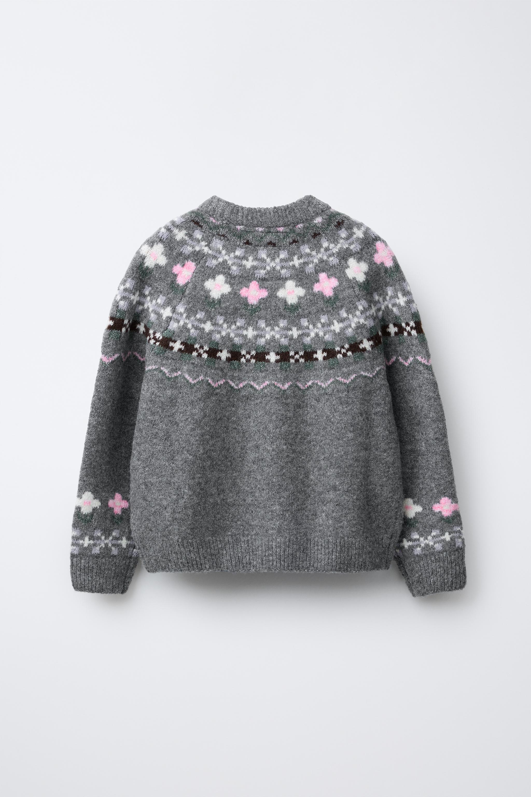 JACQUARD KNIT SWEATER - Gray | ZARA United States