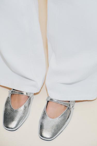 METALLIC EFFECT BALLERINAS - Silver by Zara - Image 1