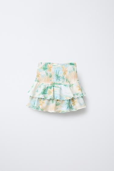 PALM TREE TEXTURED BERMUDA SKORT - Green by Zara - Image 1