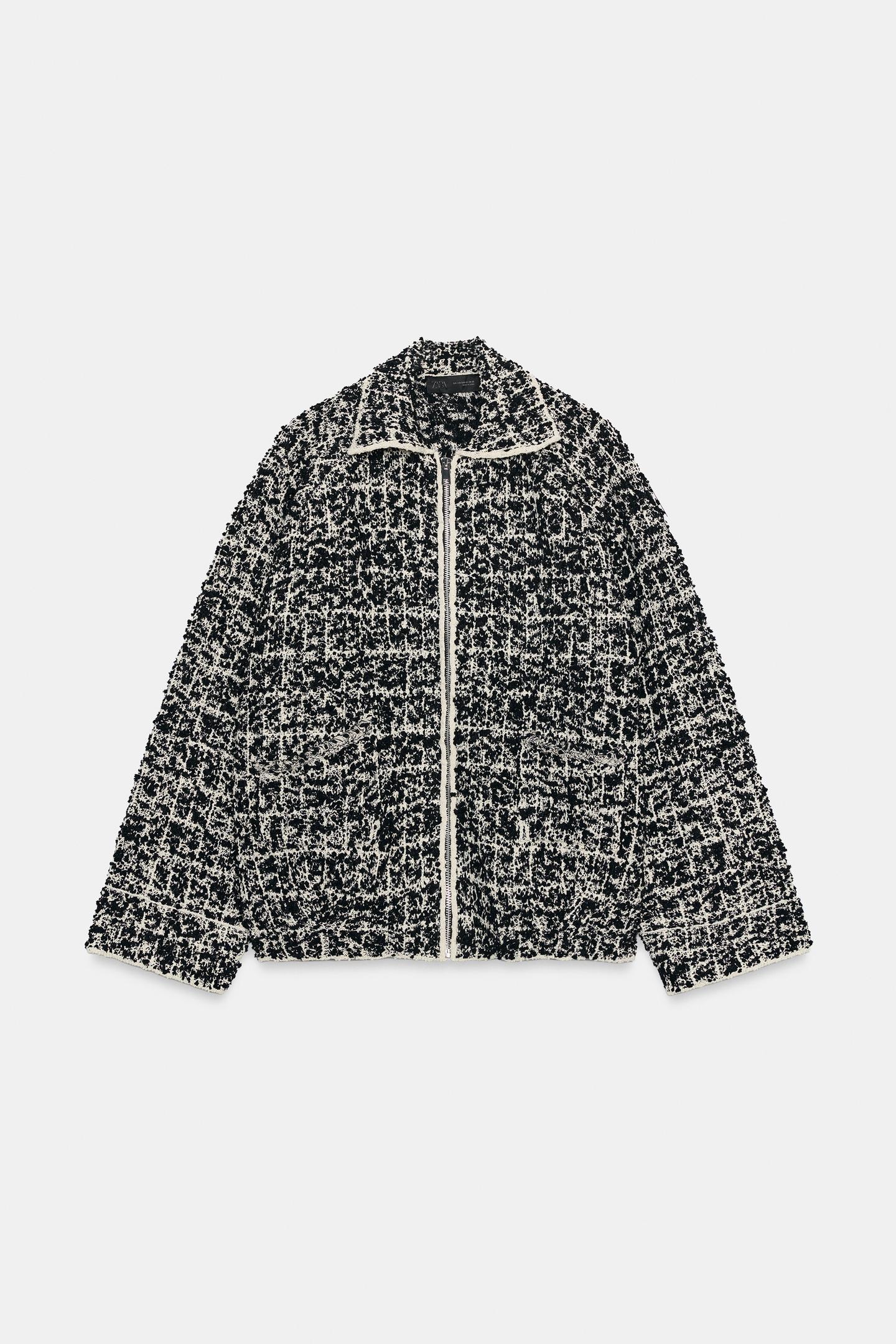 Женский кардиган Zara Structured, цвет: Экрю / Чёрный — фото 6