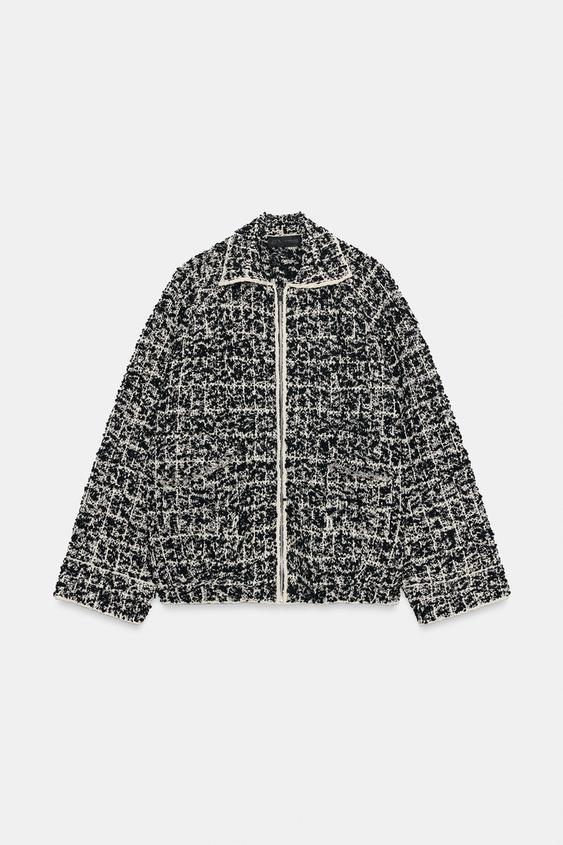 STRUCTURED CARDIGAN - Ecru / Black by Zara - Image 0