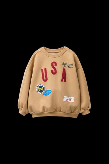 SUDADERA APLIQUE PARCHES - Tostado de Zara