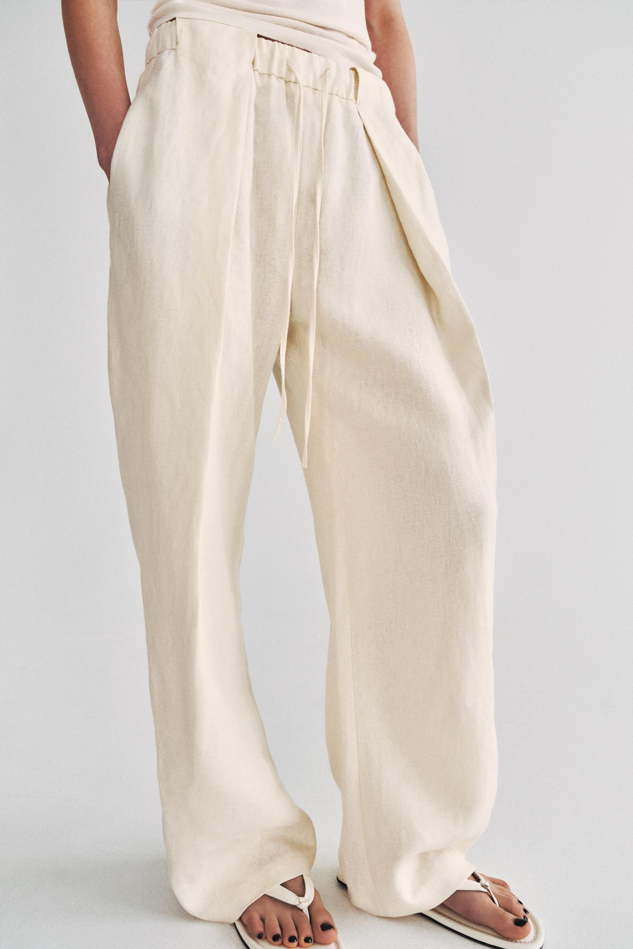 Женские брюки Zara 100% LINEN PLEATED PANTS ZW COLLECTION — фото 2