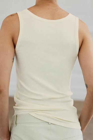 LINEN BLEND BUTTON-UP T-SHIRT - Ecru by Zara - Image 2