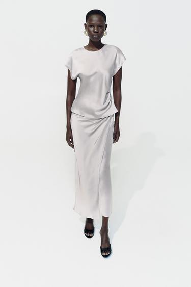 АТЛАСНЫЙ ТОП — СЕРЕБРИСТЫЙ от Zara — изображение 0