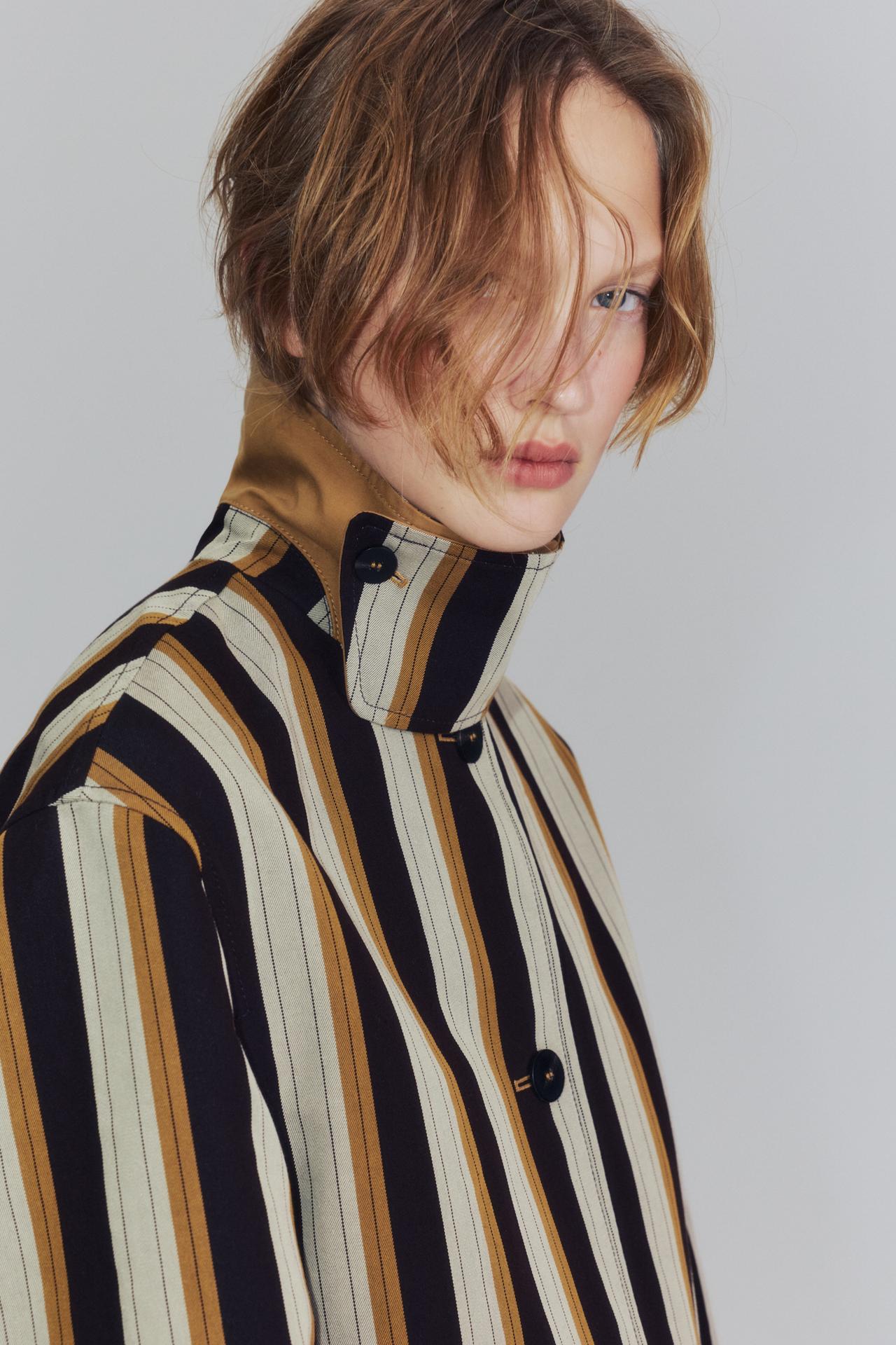 ZW COLLECTION REVERSIBLE STRIPED TRENCH COAT — Brown Stripes