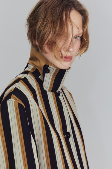 ZW COLLECTION REVERSIBLE STRIPED TRENCH COAT — Brown Stripes 2