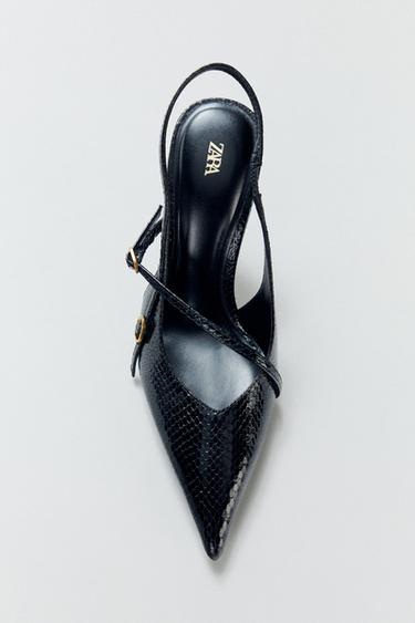 ОБУВКИ НА ТОК С КАИШКИ И КАТАРАМИ - Черно от Zara