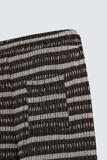 PANTALON JACQUARD AJOURÉ - Écru / Marron de Zara - Image 9