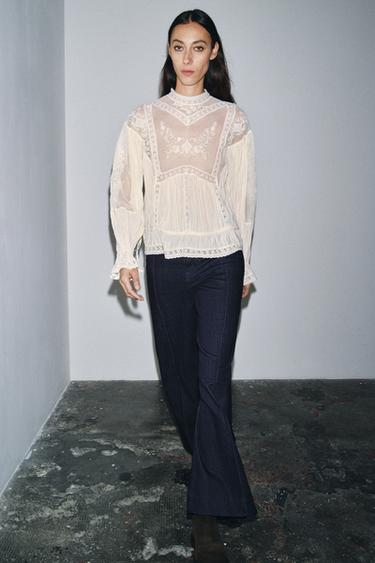 BLOUSE ROMANTIQUE BRODÉE ZW COLLECTION - Écru de Zara - Image 2