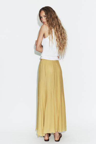 JUPE LONGUE FLUIDE - Moutarde de Zara - Image 3