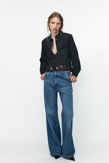 CAMISA BORDADOS PERFORADOS - Negro de Zara