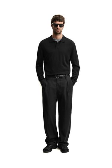 100% WOOL KNIT POLO SHIRT - Black by Zara