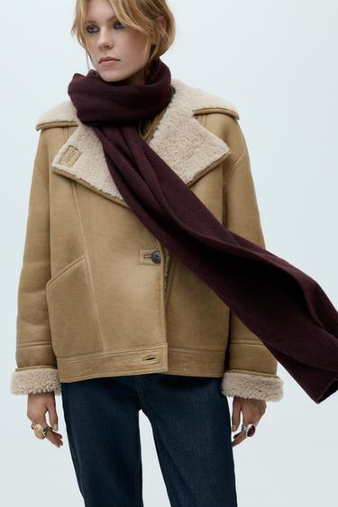 Zara BASIC KNIT SCARF - Burgundy