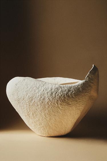 Zara PAPIER-MÂCHÉ VASE - Ecru