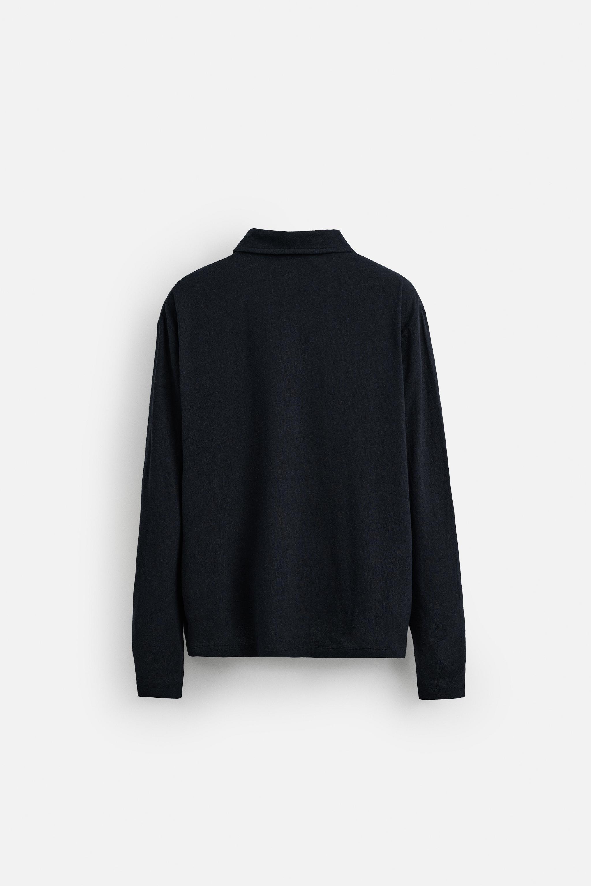 リネン - コットンポロシャツ - ネイビーブルー | ZARA Japan / 日本