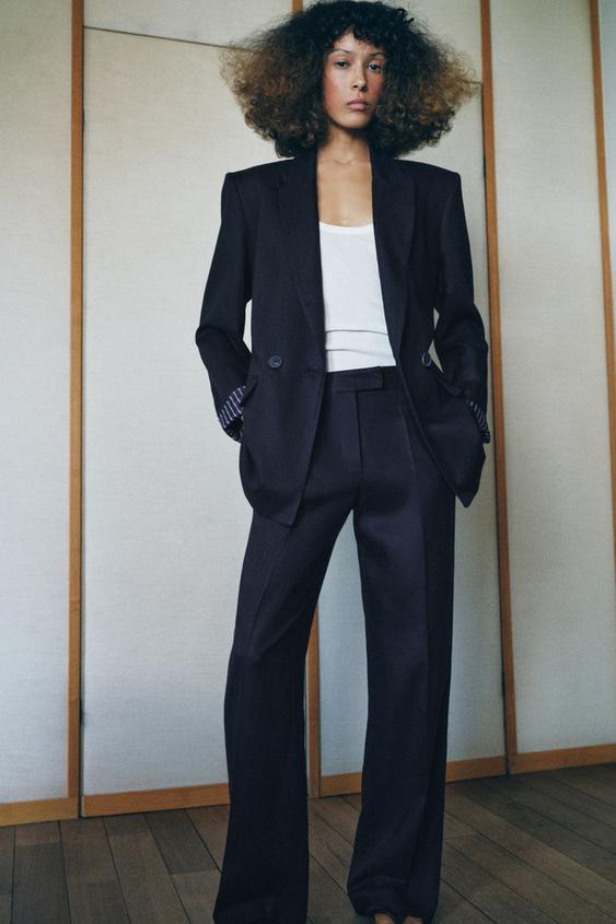 LINEN BLEND STRAIGHT LEG PANTS SET