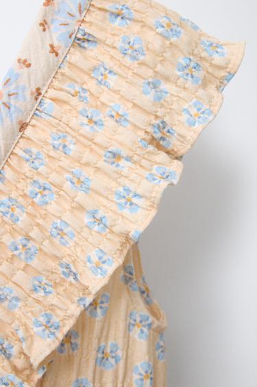 ROBE TEXTURÉE VOLANTS FLEURS - Beige clair de Zara - Image 2