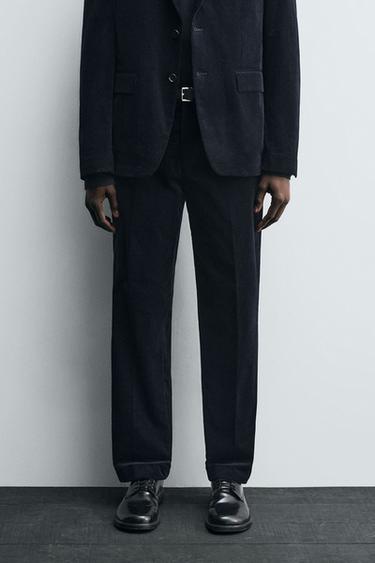 PANTALÓN TRAJE PANA - Marino de Zara