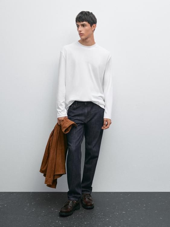 Long sleeve medium weight cotton T-shirt