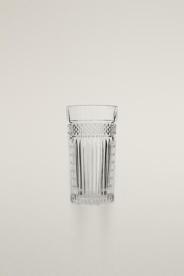 كوب طويل زجاج بتصميم مخطط بارز - شفاف الخاص بـ Zara - صورة 0