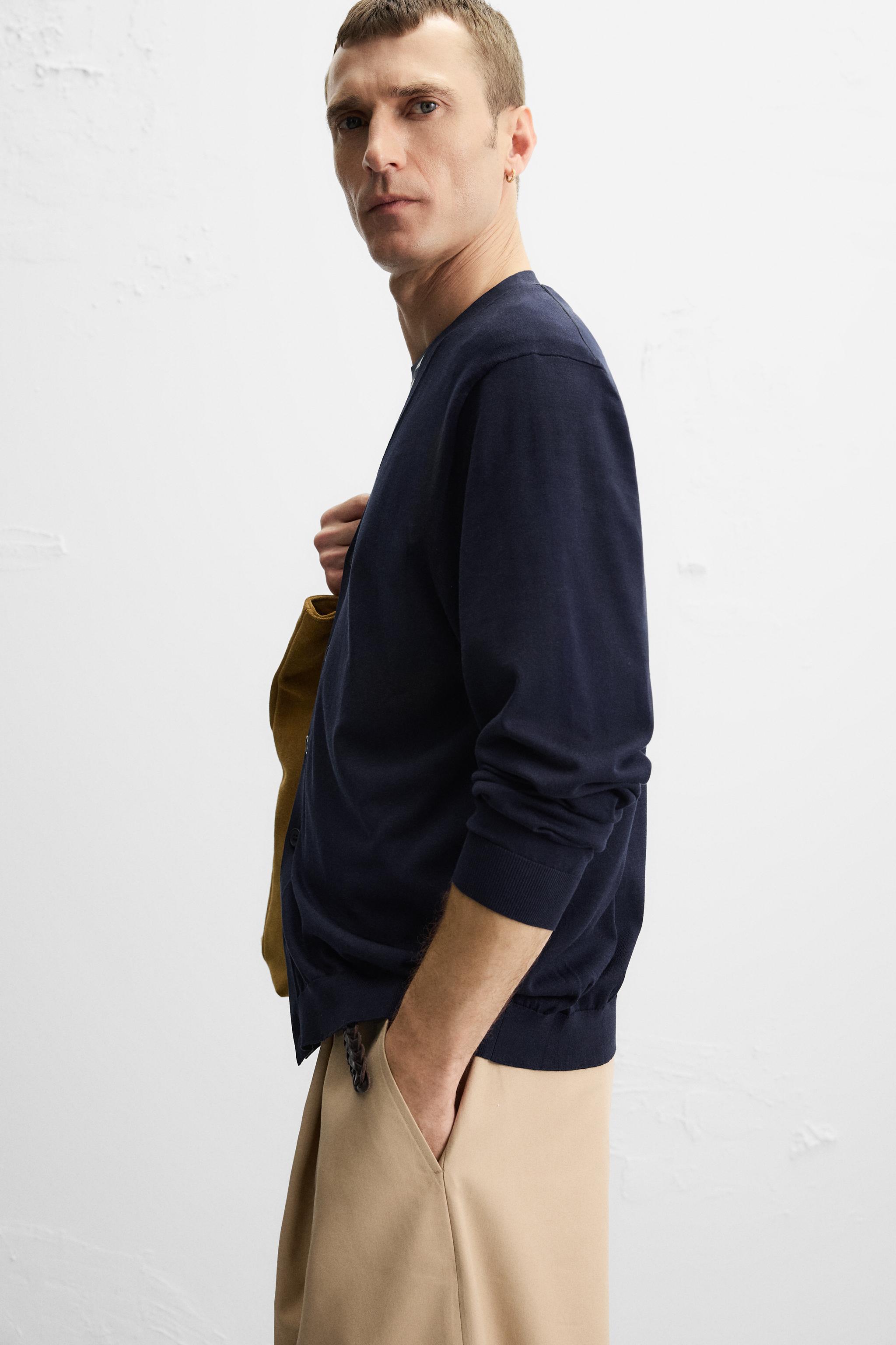 コットン - ウール カーディガン - ネイビーブルー | ZARA Japan