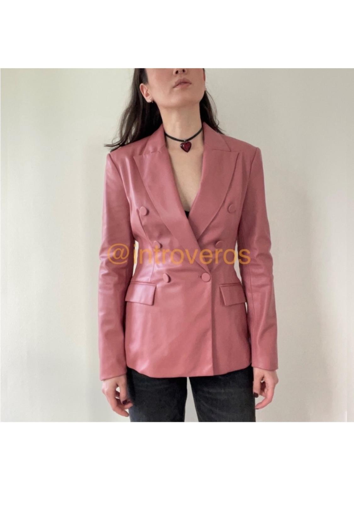 FAUX LEATHER DOUBLE BREASTED BLAZER - Image 6