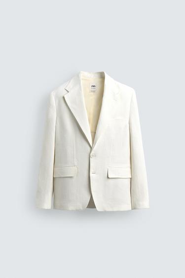 100% LINEN RELAXED FIT SUIT BLAZER - White by Zara