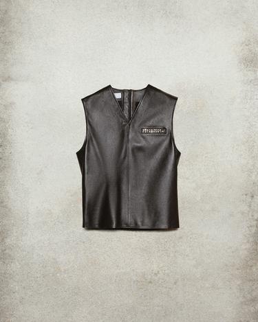 LEATHER WAISTCOAT WITH STUDS LUDOVIC DE SAINT SERNIN x ZARA - Brown by Zara