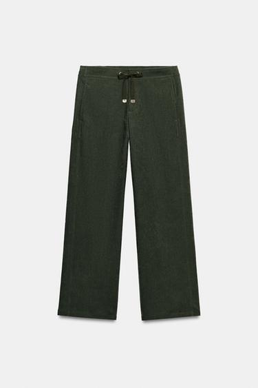 PANTALÓN CINTURA ELÁSTICA - kaki-med de Zara