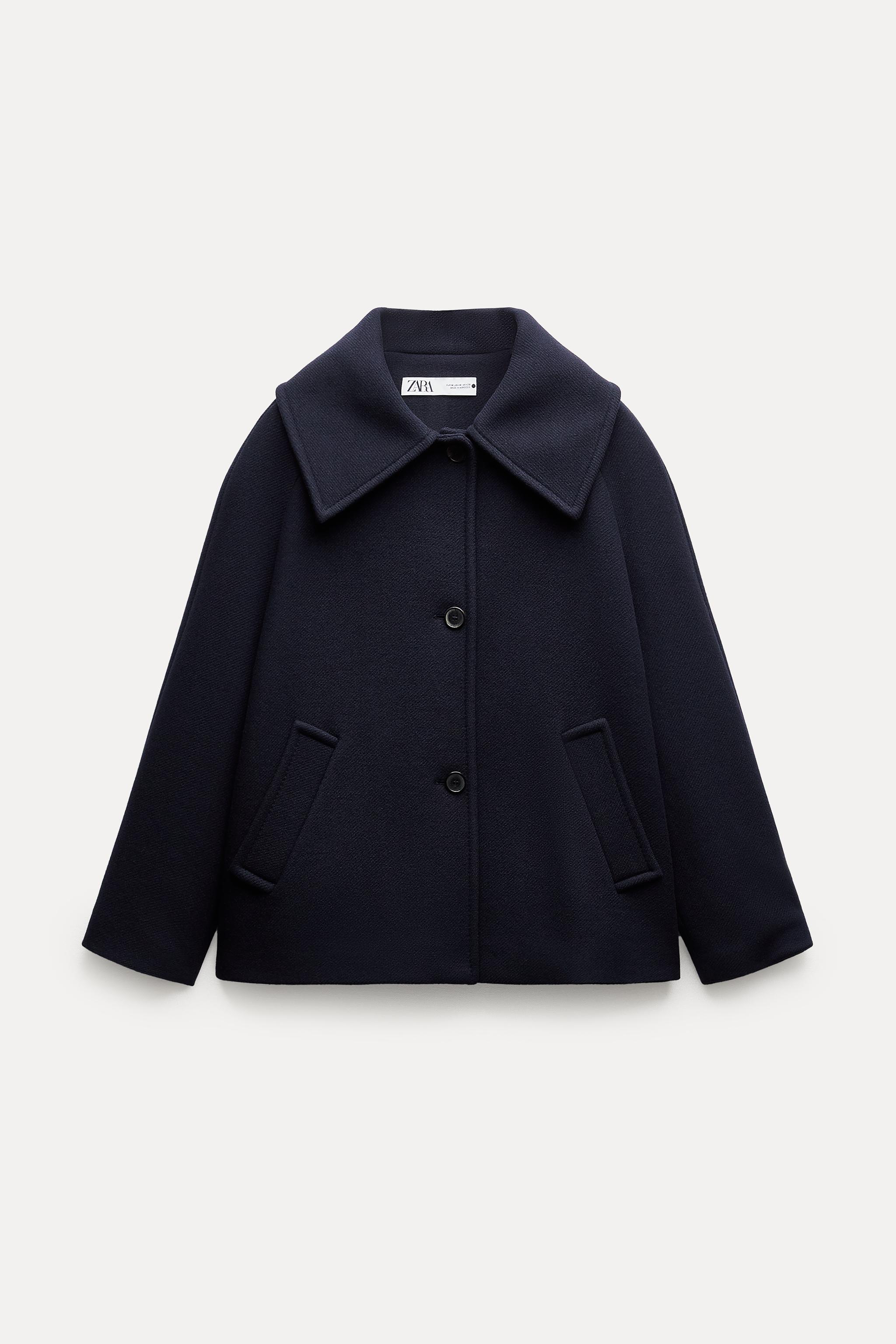 Zara navy coat womens sale