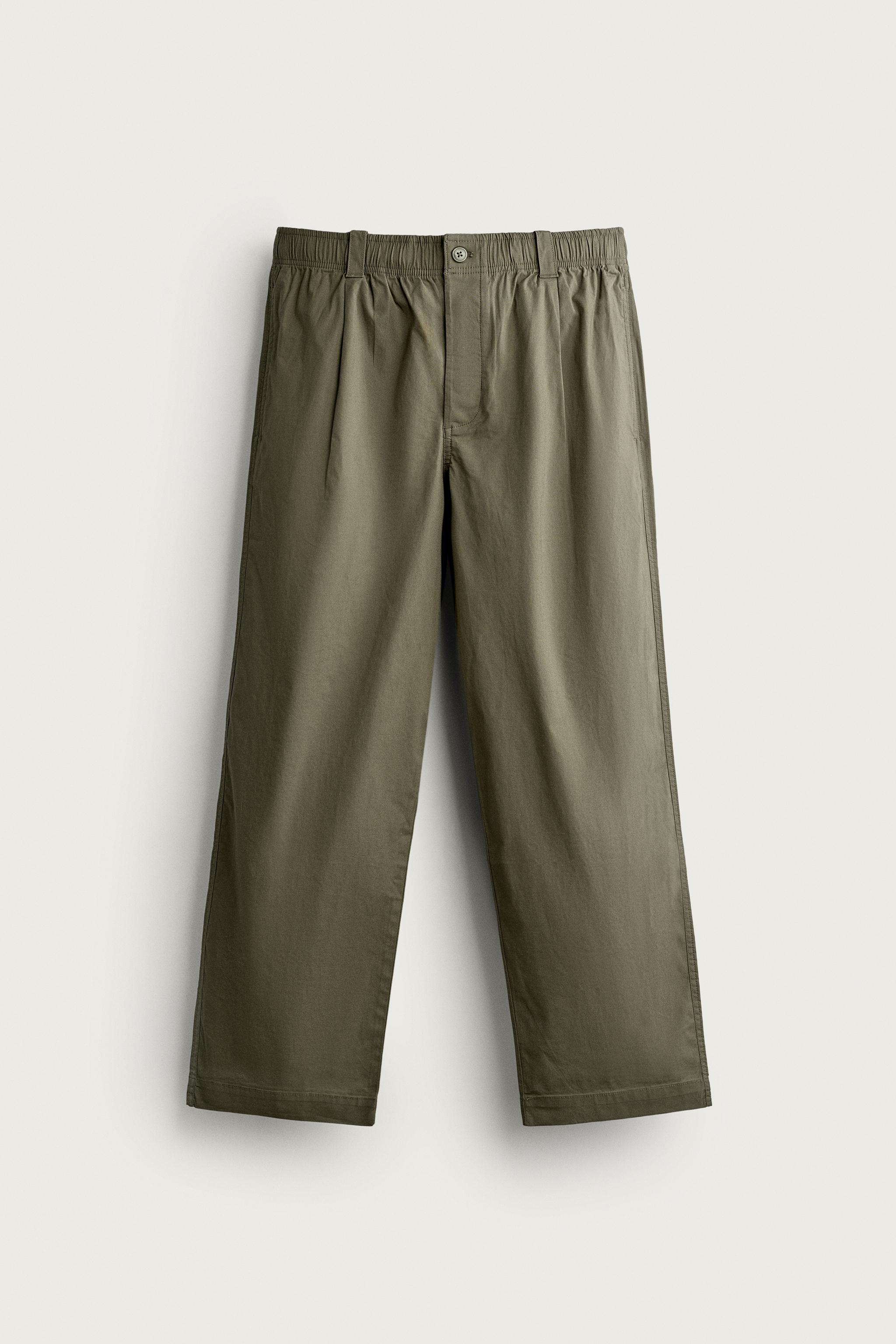 PLEATED RELAXED-FIT PANTS — Khaki