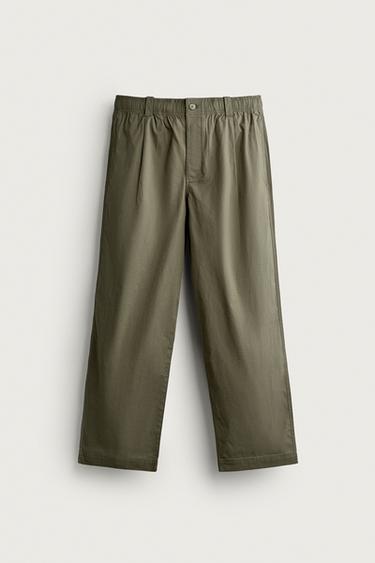 შარვალი თავისუფალი სტილი ნაკეცები - Zara-ს Khaki