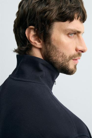 SWEAT COL ZIPPÉ BASIQUE - Bleu marine de Zara - Image 5