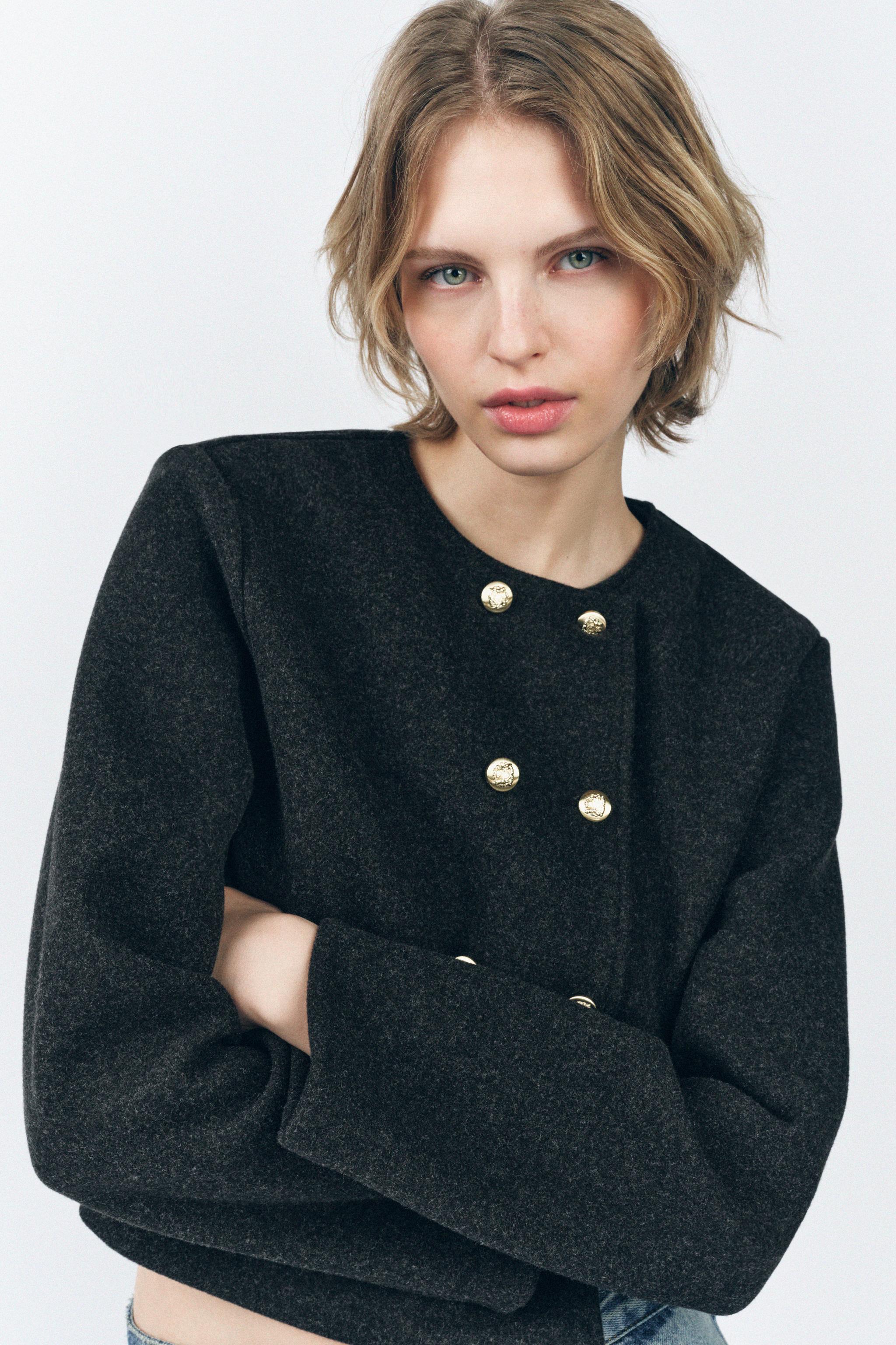 ワンピなど最旬ア！ ZARA | グレーマール - ボタン付きクロスジャケット Japan 日本 / ジャケット・アウター