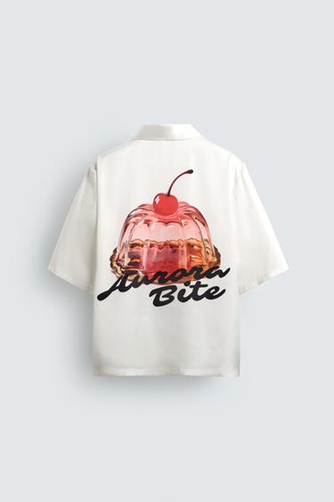 GRAPHIC PRINT SATIN SHIRT - White by Zara - Image 7