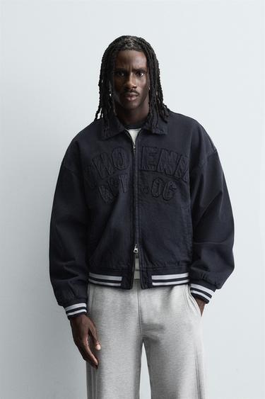BOMBER JACKET WITH PATCHES - Blue by Zara