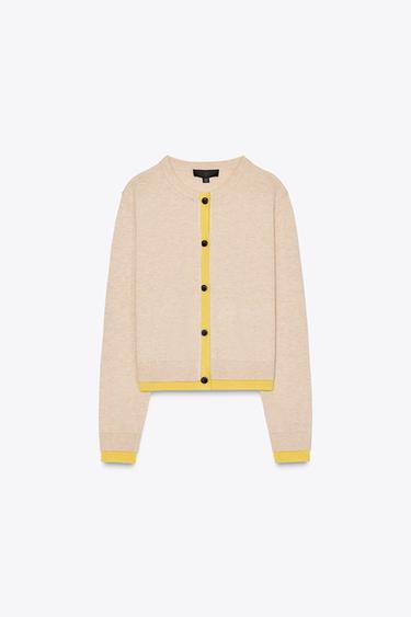CHAQUETA COMBINADA PUNTO - Beige de Zara