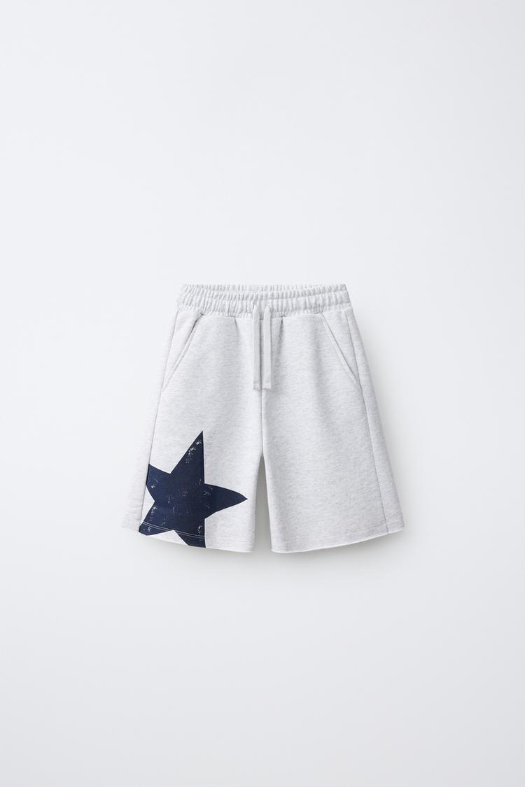 STAR PRINT SHORTS — Gray marl